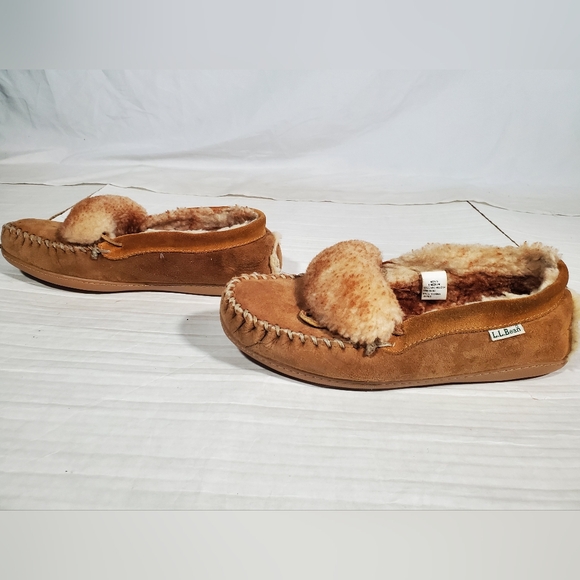 L.L. BEAN SUEDE MOCCASIN SLIP ON COMFY LOAFER SHOES SLIPPERS MENS 8 - Picture 3 of 8